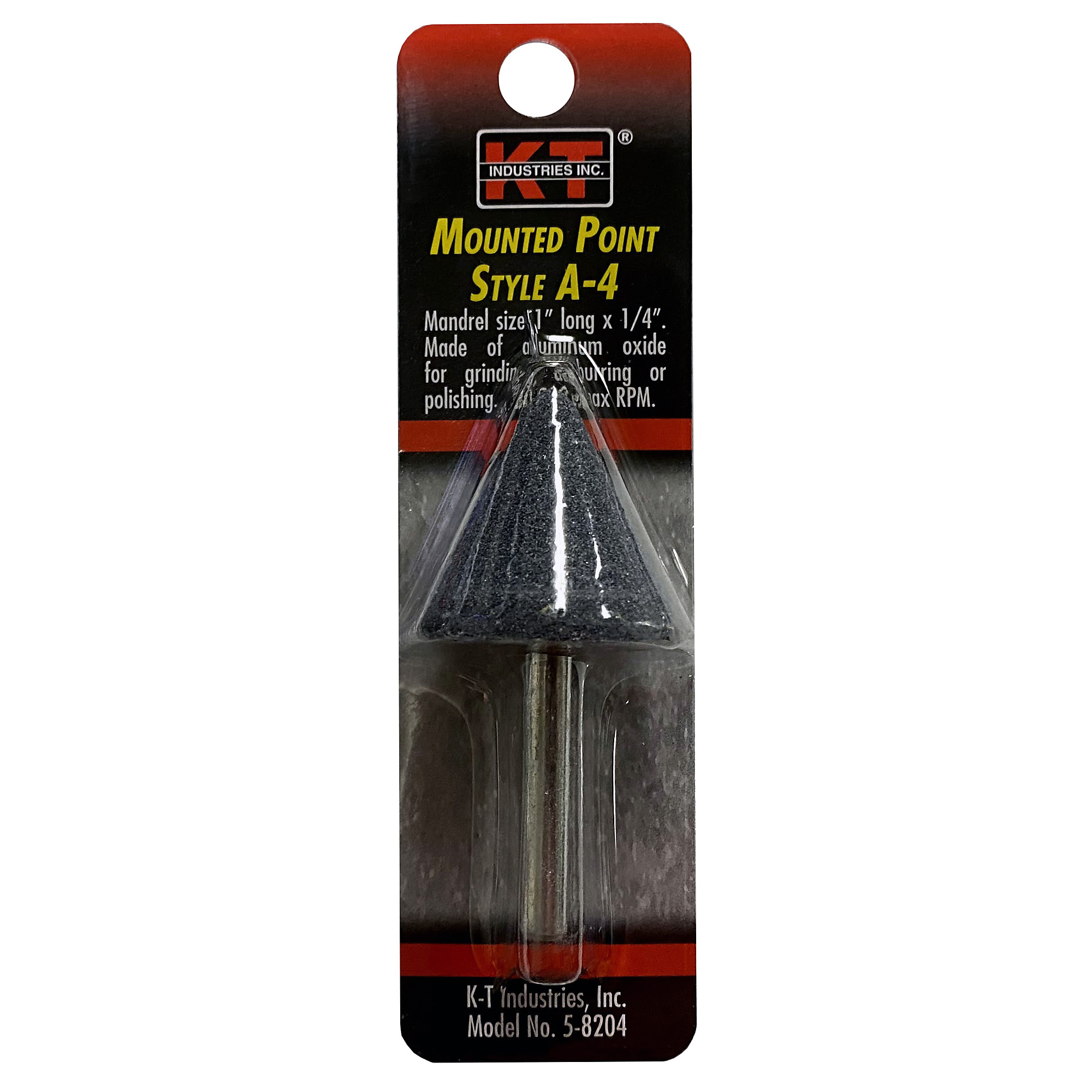 K-T Industries Mounted Point A-4 — Aluminum Oxide, 1/4in. Shank, 30,000 RPM, Model# 5-8204